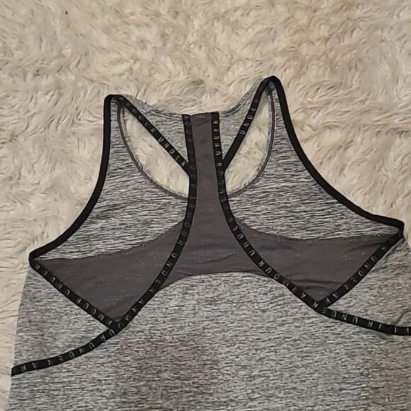 Under Armour womens soft gray logo polyester racerback tank top - Picture 6 of 6
